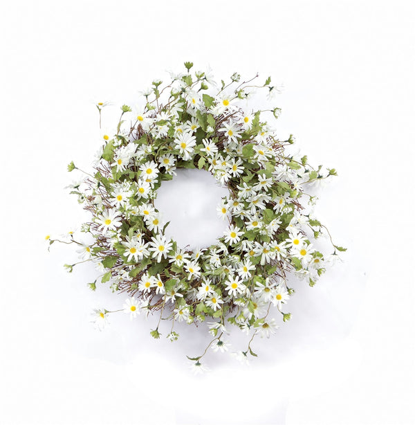 Melrose White Daisy Floral Wreath 23"D