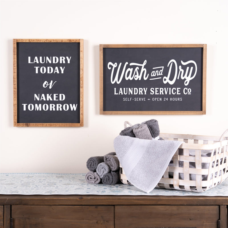 Melrose Wood Laundry Sentiment Sign 18.25"L Wall Decor, Modern, Wood