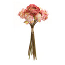 Melrose Coral Pink Peony and Hydrangea Flower Bouquet (Set of 6)