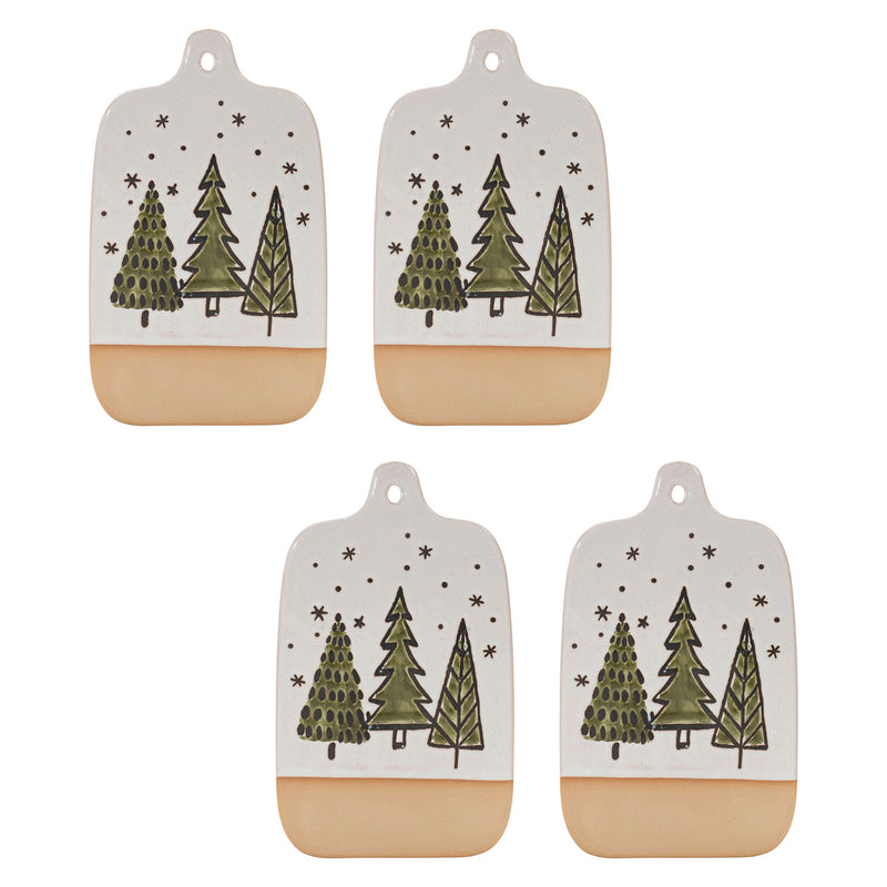 Melrose Ceramic Pine Tree Cutting Board Tray (Set of 4)