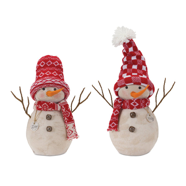 Melrose Snowman Decor with Hat and Scarf (Set of 2)