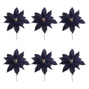 Melrose Glittered Poinsettia Flower Stem (Set of 6)