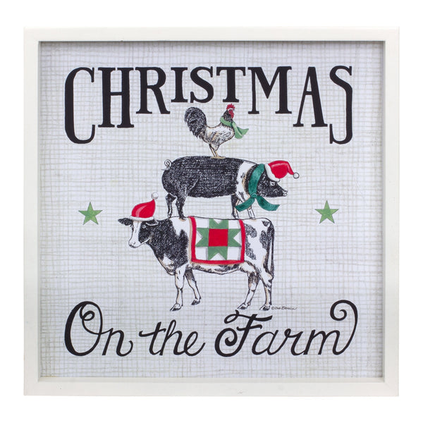 Melrose Framed Christmas on the Farm Print 15.75"SQ