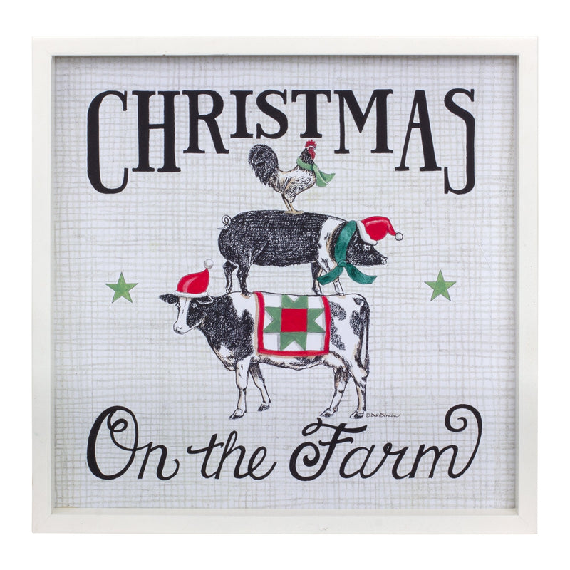 Melrose Framed Christmas on the Farm Print 15.75"SQ