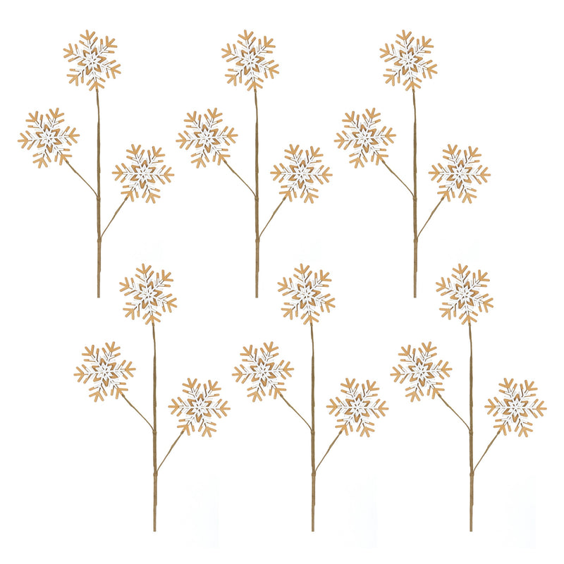 Melrose Wood Snowflake Spray (Set of 6)