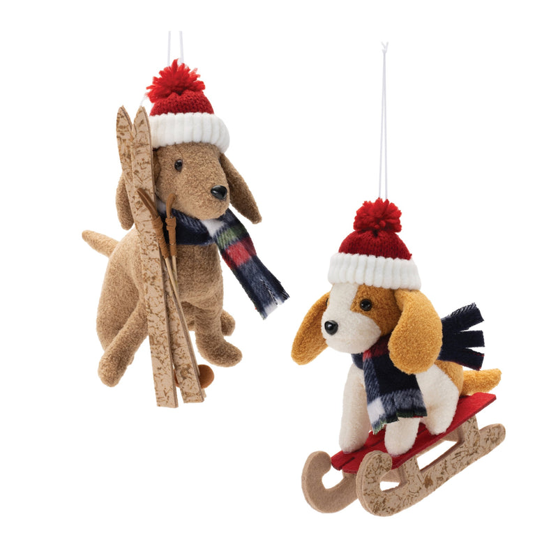 Melrose Plush Ski and Sled Dog Ornament (Set of 6)