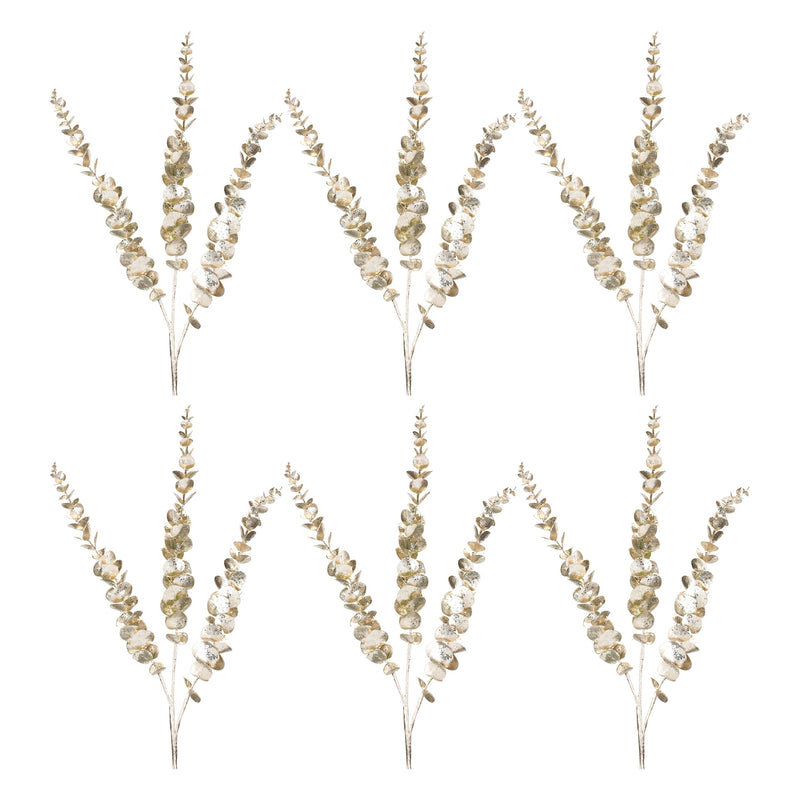 Melrose Glittered Eucalyptus Spray (Set of 6)