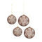 Melrose Bronze Glass Ball Ornament with Brushed Snowflake Design (Set of 4)
