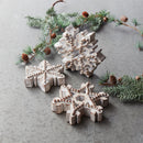Melrose Beaded Wood Design Snowflake Decor (Set of 3)