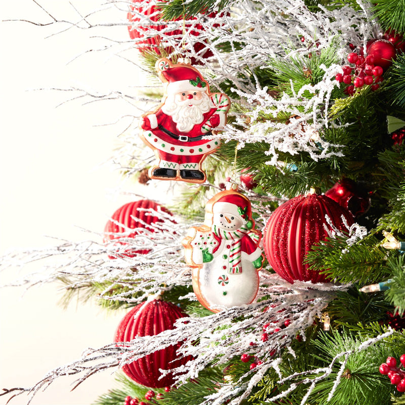 Melrose Glass Santa and Snowman Cookie Ornament (Set of 12)