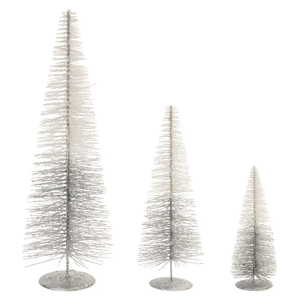 Melrose Glittered Ombre Bottle Brush Tree (Set of 3)