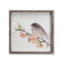 Melrose Wood Framed Watercolor Bird Plaque Wall Decor, Rustic, Wood