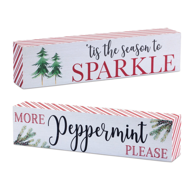 Melrose Holiday Peppermint Sentiment Sign (Set of 2)