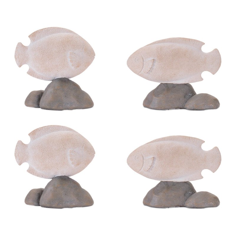 Melrose Fish on Rock Decor (Set of 4)