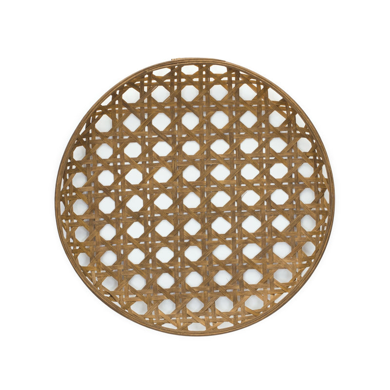 Melrose Large Round Bamboo Wooden Tray 22.25"D