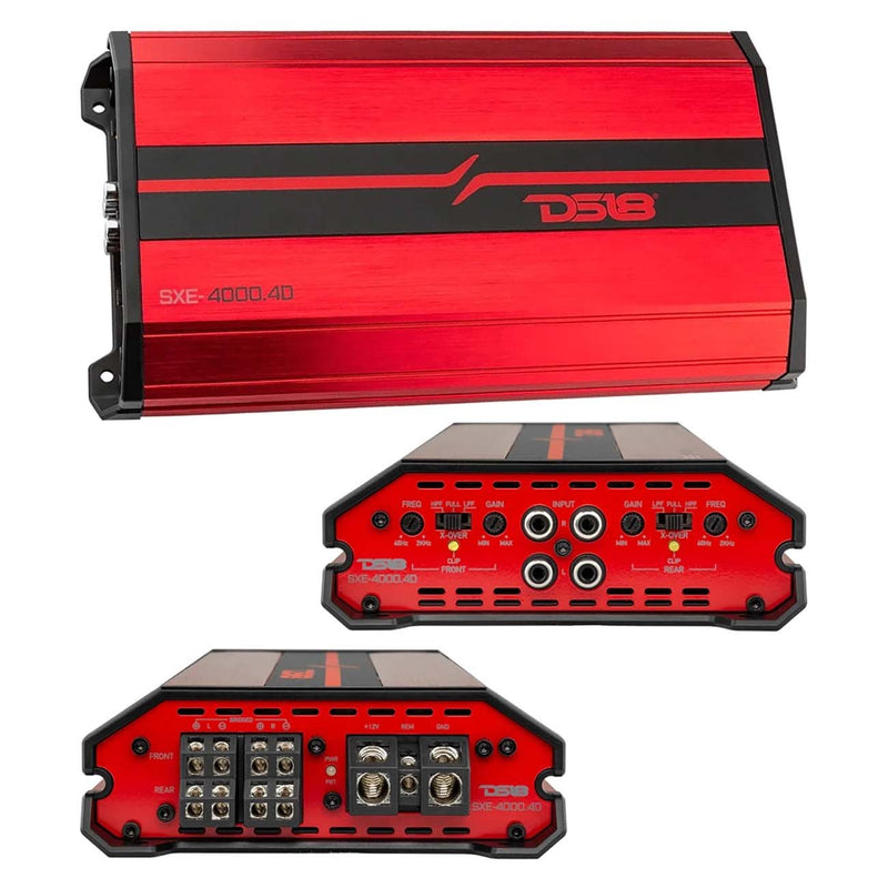 DS18 SXE-4000.4D/RD 4-Channel 1720W RMS Amplifier - Red