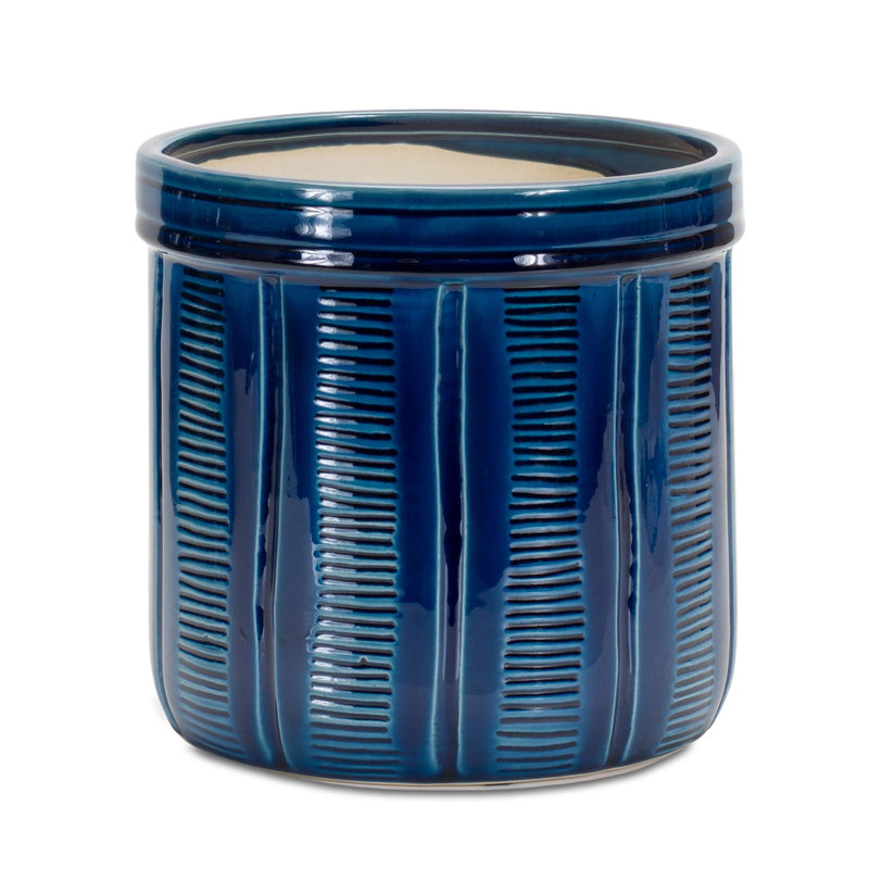 Melrose Blue Etched Terra Cotta Pot Planter Set of 3 Planter