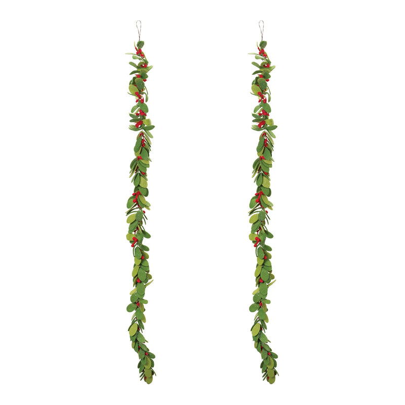 Melrose Fabric Mistletoe String Garland (Set of 2)