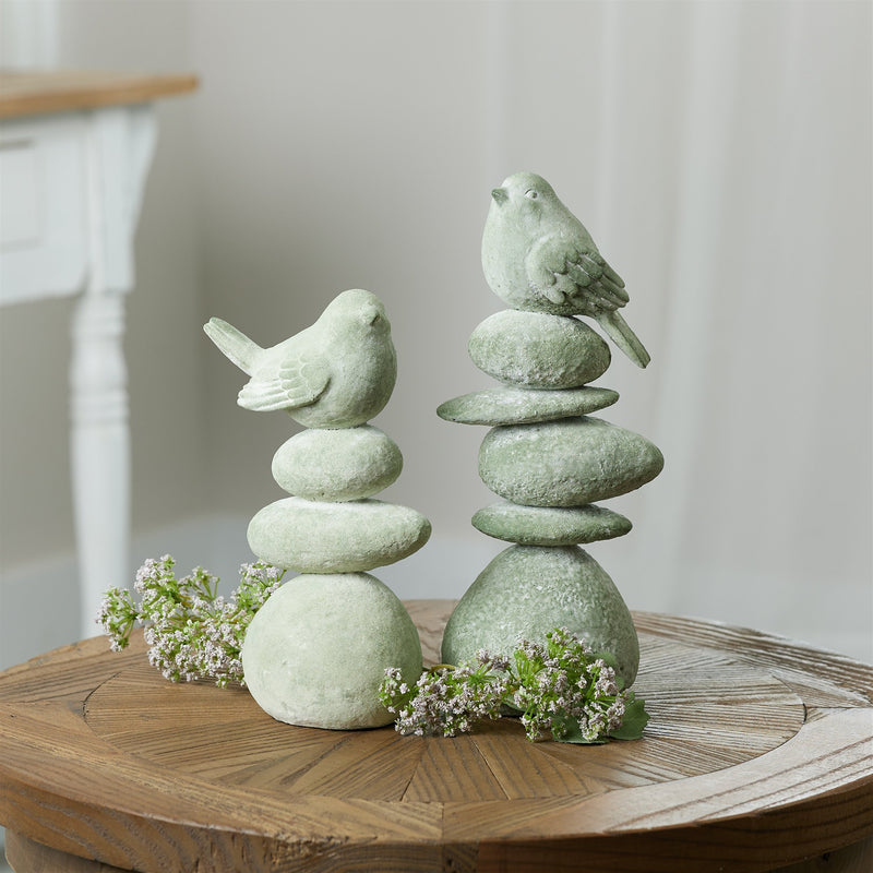 Melrose Bird on Rock Stack Figurine (Set of 4)
