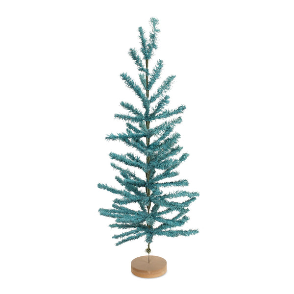 Melrose Turquoise Pine Tree with Wood Base (Set of 2)