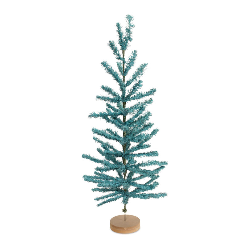 Melrose Turquoise Pine Tree with Wood Base (Set of 2)