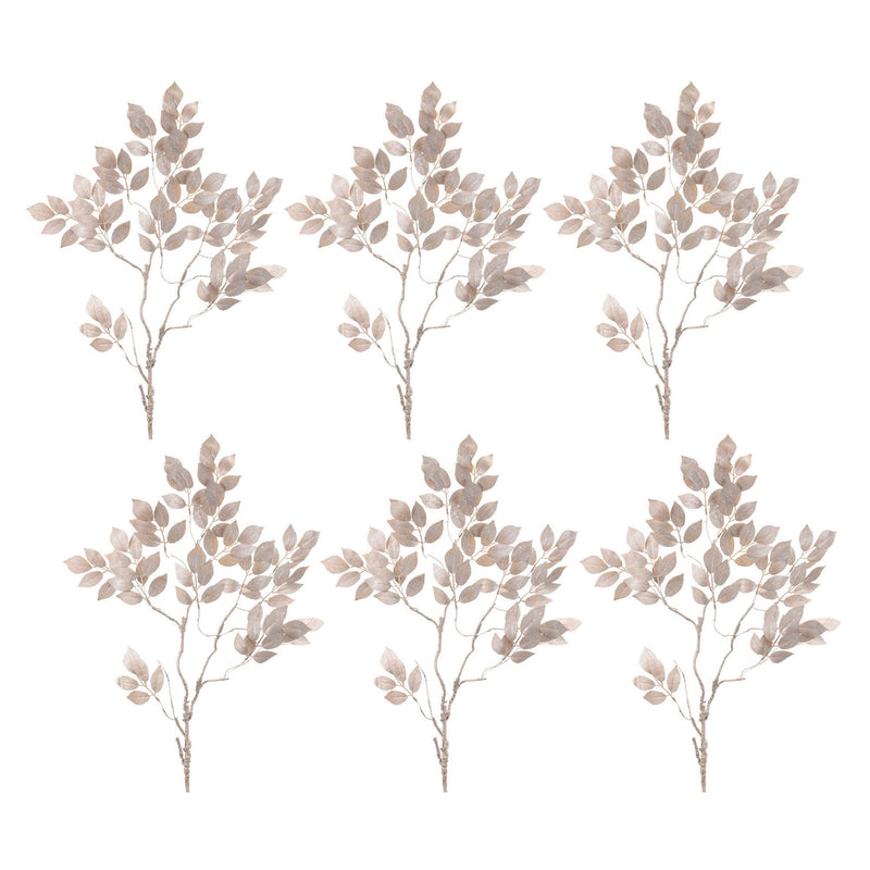 Melrose Glittered Leaf Spray (Set of 6)