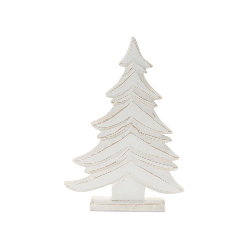 Melrose Carved Wood Pine Tree (Set of 2)