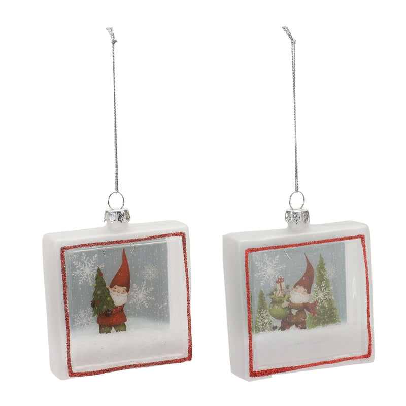 Melrose Glass Gnome Shadow Box Ornament (Set of 6)