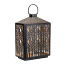 Melrose Forest Cut Metal Lantern with Gold Accent 16"H Rustic Black  Gold