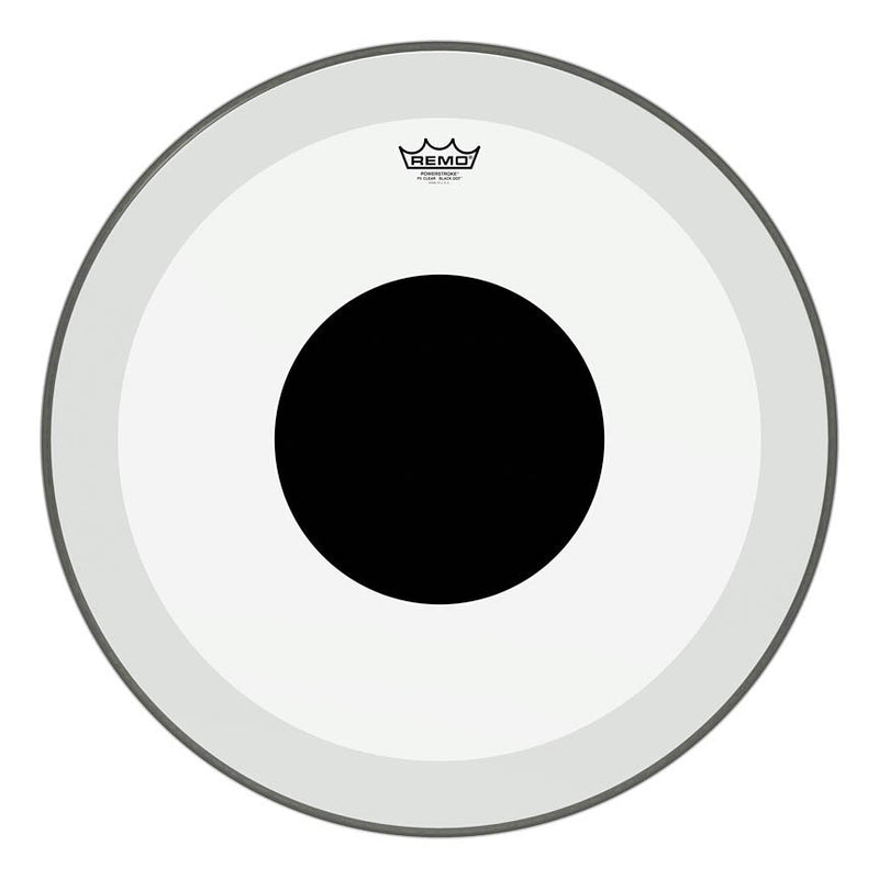 Remo Powerstroke 3 Clear 24" Bass Drumhead w/ Top Black Dot - P3-1324-10