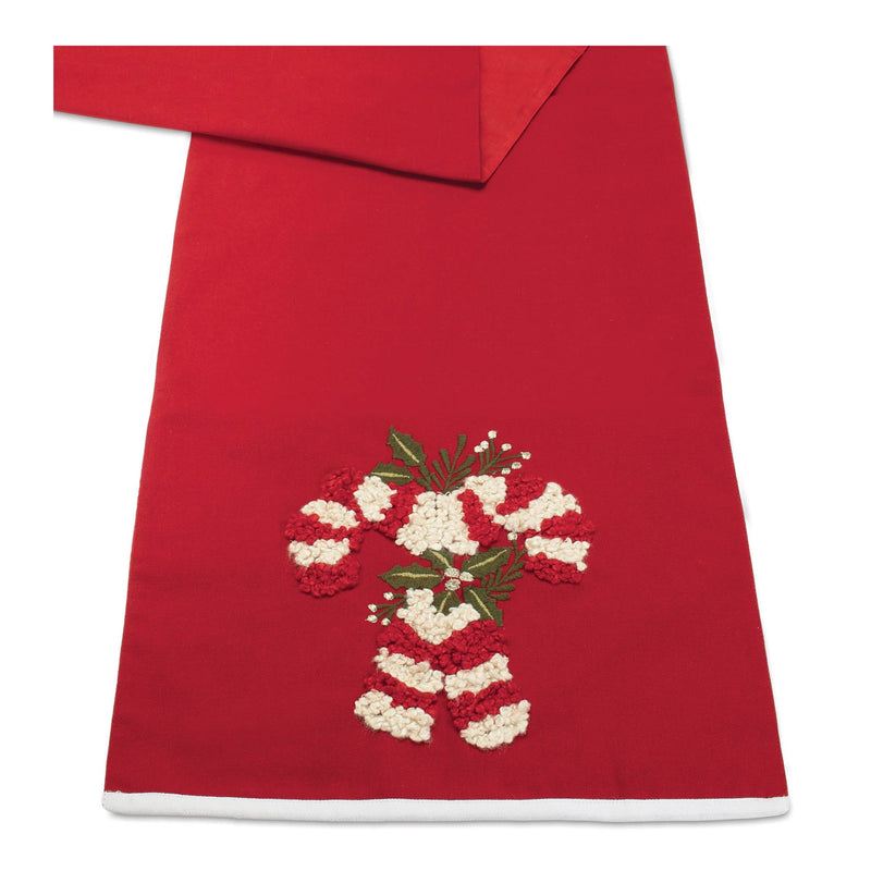 Melrose Embroidered Candy Cane Table Runner 72"L