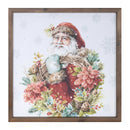 Melrose Framed Winter Florals and Santa Print 16"SQ