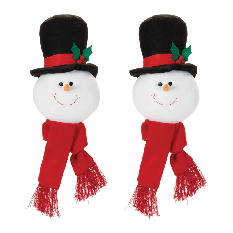 Melrose Plush Snowman Head Ornament (Set of 2)