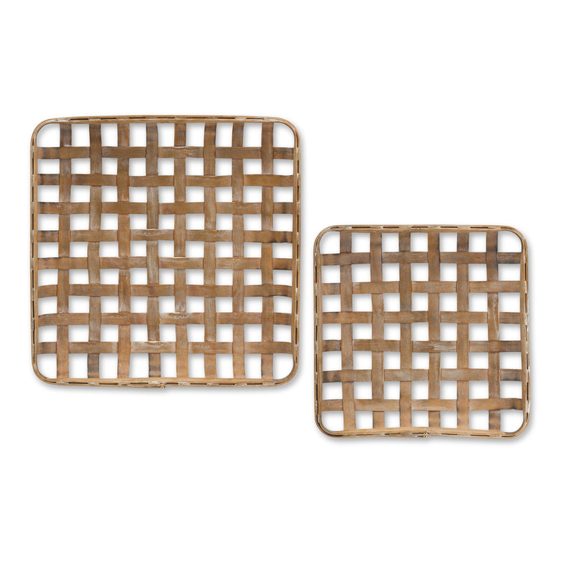 Melrose Square Bamboo Basket Tray (Set of 2)