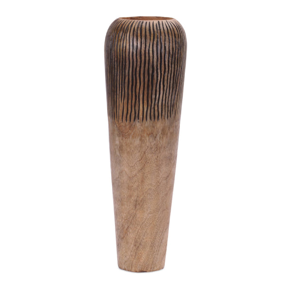 Melrose Carved Mango Wood Vase 18"H