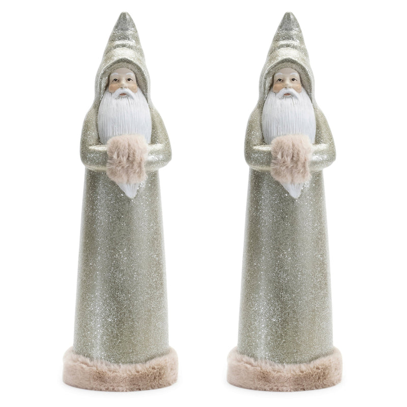 Melrose Glittered Sage Santa Statue (Set of 2)