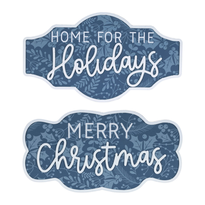 Melrose Wood Christmas Sentiment Sign (Set of 2)