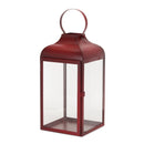 Melrose Modern Red Metal Lantern (Set of 3) Red  Clear Decorative Candle