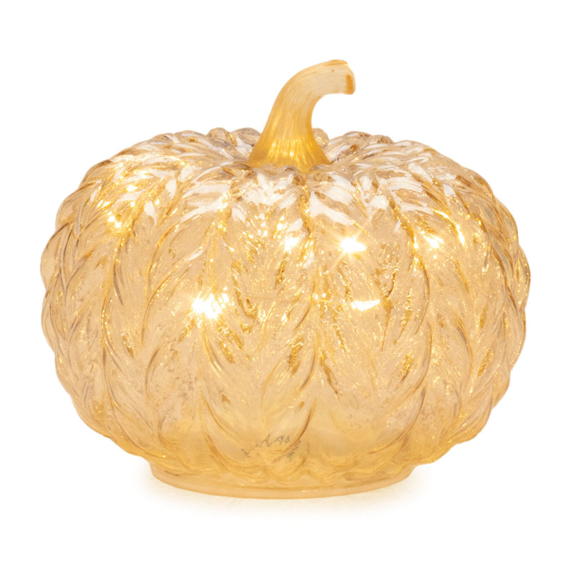 Melrose LED Mercury Glass Pumpkin Decor (Set of 3) Beige Glam & Luxury Glass LED
