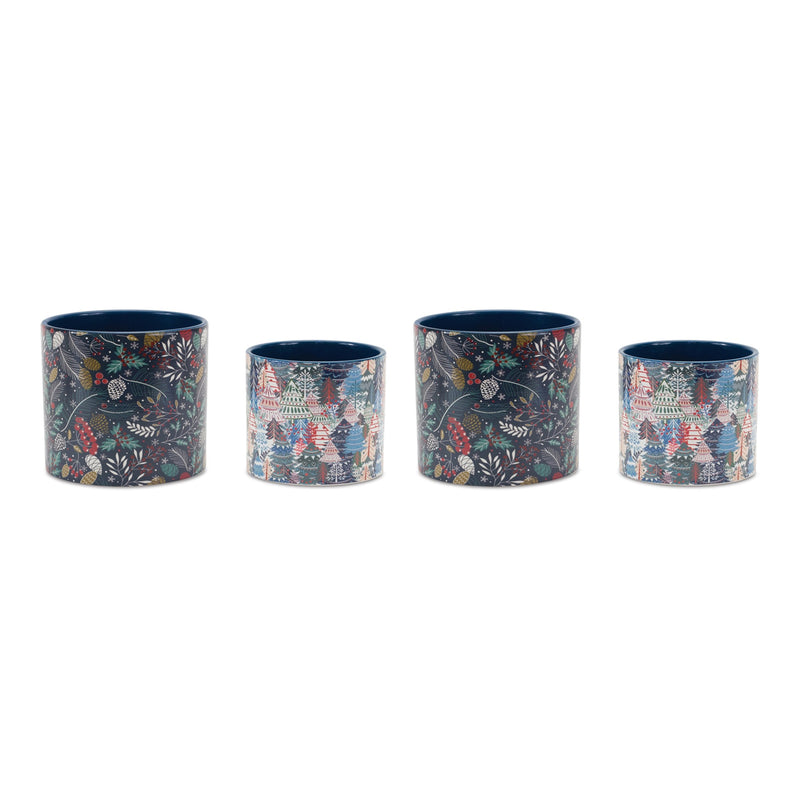Melrose Berry and Pine Tree Holiday Planter (Set of 4)