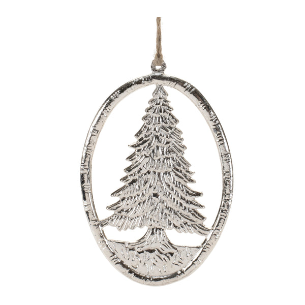 Melrose Etched Metal Pine Tree Ornament (Set of 12)