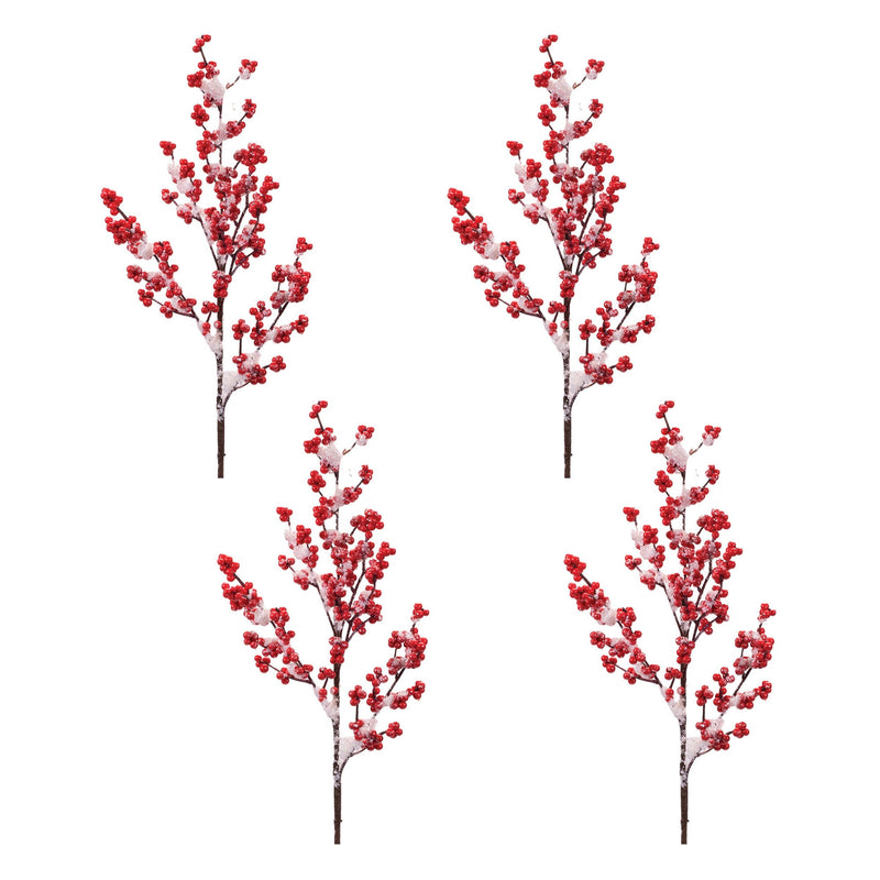 Melrose Snowy Winter Berry Branch (Set of 4)