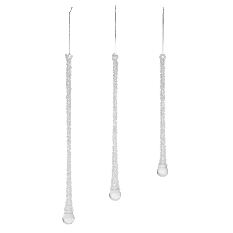 Melrose Clear Beaded Glass Icicle Drop Ornament (Set of 6)