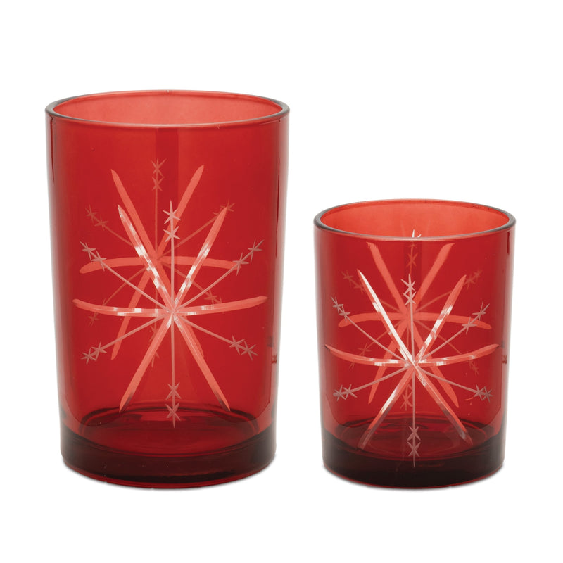 Melrose Glass Snowflake Votive Holder (Set of 2)