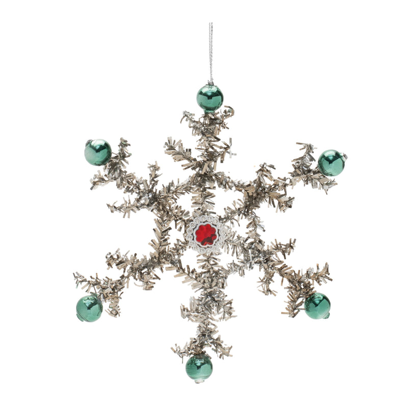 Melrose Jeweled Tinsel Snowflake Ornament (Set of 12)