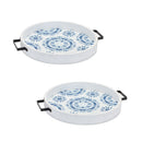 Melrose Round Wooden Tie-Dye Design Tray (Set of 2)