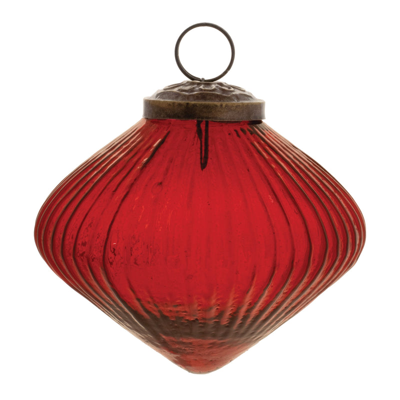 Melrose Ribbed Glass Diamond Ornament (Set of 12)