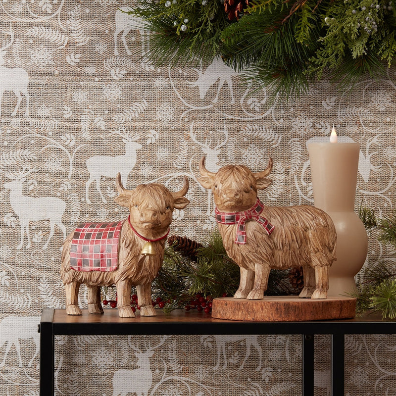 Melrose Highland Cow Winter Figurine (Set of 2)