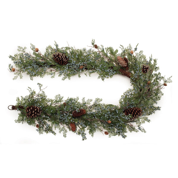 Melrose Mixed Juniper and Pinecone Garland 6'L