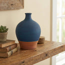 Melrose Ceramic Vase with Terra Cotta Accent 8.5"H